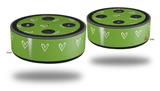 Skin Wrap Decal Set 2 Pack for Amazon Echo Dot 2 - Hearts Green On White (2nd Generation ONLY - Echo NOT INCLUDED)
