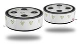 Skin Wrap Decal Set 2 Pack for Amazon Echo Dot 2 - Hearts Green (2nd Generation ONLY - Echo NOT INCLUDED)