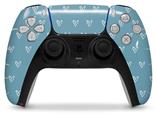 WraptorSkinz Skin Wrap compatible with the Sony PS5 DualSense Controller Hearts Blue On White (CONTROLLER NOT INCLUDED)