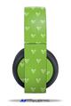Vinyl Decal Skin Wrap compatible with Original Sony PlayStation 4 Gold Wireless Headphones Hearts Green On White (PS4 HEADPHONES  NOT INCLUDED)