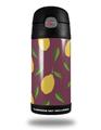 Skin Decal Wrap for Thermos Funtainer 12oz Bottle Lemon Leaves Burgandy (BOTTLE NOT INCLUDED) by WraptorSkinz