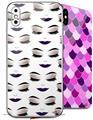 2 Decal style Skin Wraps set for Apple iPhone X and XS Face Dark Purple