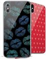 2 Decal style Skin Wraps set for Apple iPhone X and XS Blue Green And Black Lips
