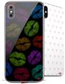 2 Decal style Skin Wraps set for Apple iPhone X and XS Rainbow Lips Black