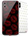 2 Decal style Skin Wraps set for Apple iPhone X and XS Red And Black Lips