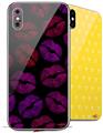 2 Decal style Skin Wraps set for Apple iPhone X and XS Red Pink And Black Lips
