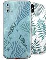 2 Decal style Skin Wraps set for Apple iPhone X and XS Sea Blue