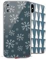 2 Decal style Skin Wraps set for Apple iPhone X and XS Winter Snow Dark Blue
