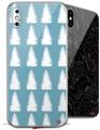 2 Decal style Skin Wraps set for Apple iPhone X and XS Winter Trees Blue
