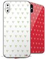 2 Decal style Skin Wraps set for Apple iPhone X and XS Hearts Green