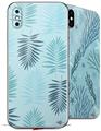 2 Decal style Skin Wraps set for Apple iPhone X and XS Palms 01 Blue On Blue
