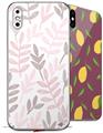 2 Decal style Skin Wraps set for Apple iPhone X and XS Watercolor Leaves