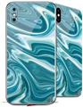 2 Decal style Skin Wraps set for Apple iPhone X and XS Blue Marble