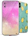 2 Decal style Skin Wraps set compatible with Apple iPhone X and XS Dynamic Cotton Candy Galaxy