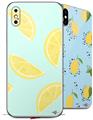 2 Decal style Skin Wraps set compatible with Apple iPhone X and XS Lemons Blue