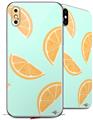 2 Decal style Skin Wraps set compatible with Apple iPhone X and XS Oranges Blue
