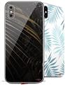 2 Decal style Skin Wraps set compatible with Apple iPhone X and XS Dark Palm Leaves