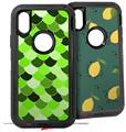 2x Decal style Skin Wrap Set compatible with Otterbox Defender iPhone X and Xs Case - Scales Green (CASE NOT INCLUDED)