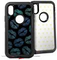 2x Decal style Skin Wrap Set compatible with Otterbox Defender iPhone X and Xs Case - Blue Green And Black Lips (CASE NOT INCLUDED)