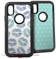 2x Decal style Skin Wrap Set compatible with Otterbox Defender iPhone X and Xs Case - Blue Green Lips (CASE NOT INCLUDED)