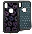 2x Decal style Skin Wrap Set compatible with Otterbox Defender iPhone X and Xs Case - Purple And Black Lips (CASE NOT INCLUDED)