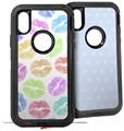 2x Decal style Skin Wrap Set compatible with Otterbox Defender iPhone X and Xs Case - Rainbow Lips White (CASE NOT INCLUDED)
