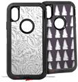 2x Decal style Skin Wrap Set compatible with Otterbox Defender iPhone X and Xs Case - Fall Black On White (CASE NOT INCLUDED)