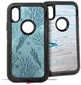 2x Decal style Skin Wrap Set compatible with Otterbox Defender iPhone X and Xs Case - Sea Blue (CASE NOT INCLUDED)