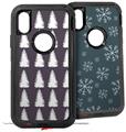 2x Decal style Skin Wrap Set compatible with Otterbox Defender iPhone X and Xs Case - Winter Trees Purple (CASE NOT INCLUDED)