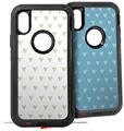 2x Decal style Skin Wrap Set compatible with Otterbox Defender iPhone X and Xs Case - Hearts Green (CASE NOT INCLUDED)
