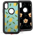 2x Decal style Skin Wrap Set compatible with Otterbox Defender iPhone X and Xs Case - Lemon Leaves Light Blue (CASE NOT INCLUDED)