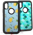 2x Decal style Skin Wrap Set compatible with Otterbox Defender iPhone X and Xs Case - Lemon Blue (CASE NOT INCLUDED)