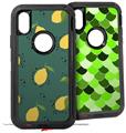 2x Decal style Skin Wrap Set compatible with Otterbox Defender iPhone X and Xs Case - Lemon Green (CASE NOT INCLUDED)