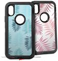 2x Decal style Skin Wrap Set compatible with Otterbox Defender iPhone X and Xs Case - Palms 01 Blue On Blue (CASE NOT INCLUDED)