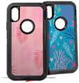 2x Decal style Skin Wrap Set compatible with Otterbox Defender iPhone X and Xs Case - Palms 01 Pink On Pink (CASE NOT INCLUDED)