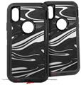 2x Decal style Skin Wrap Set compatible with Otterbox Defender iPhone X and Xs Case - Black Marble (CASE NOT INCLUDED)