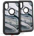 2x Decal style Skin Wrap Set compatible with Otterbox Defender iPhone X and Xs Case - Blue Black Marble (CASE NOT INCLUDED)