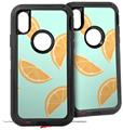 2x Decal style Skin Wrap Set compatible with Otterbox Defender iPhone X and Xs Case - Oranges Blue (CASE NOT INCLUDED)
