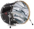 Decal Skin works with most 24" Bass Kick Drum Heads Blue Black Marble - DRUM HEAD NOT INCLUDED