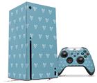 WraptorSkinz Skin Wrap compatible with the 2020 XBOX Series X Console and Controller Hearts Blue On White (XBOX NOT INCLUDED)