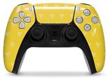 WraptorSkinz Skin Wrap compatible with the Sony PS5 DualSense Controller Hearts Yellow On White (CONTROLLER NOT INCLUDED)